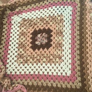 Handmade Crocheted Vintage  Blanket 6’x6’ (see description)
